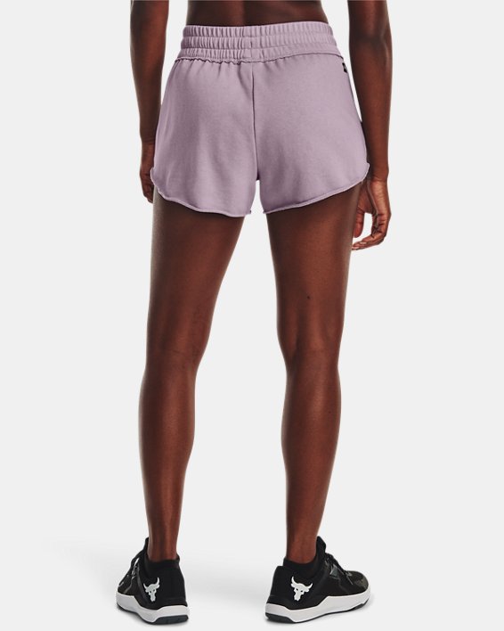 Women's Project Rock Rival Terry Disrupt Shorts in Purple image number 1